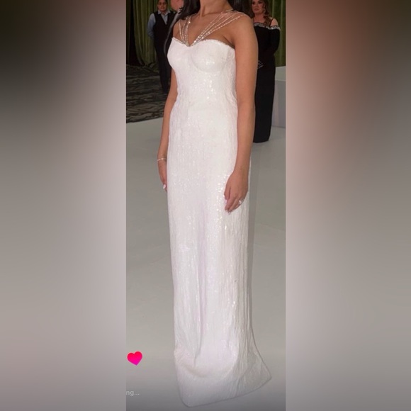 Custom Couture Walter Mikael Elegant White Sequin Strapless Evening Gown - Picture 3 of 16
